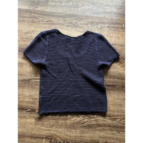 Vince Navy Blue Textured Scoop Neck Top Size Small - Picture 8 of 8